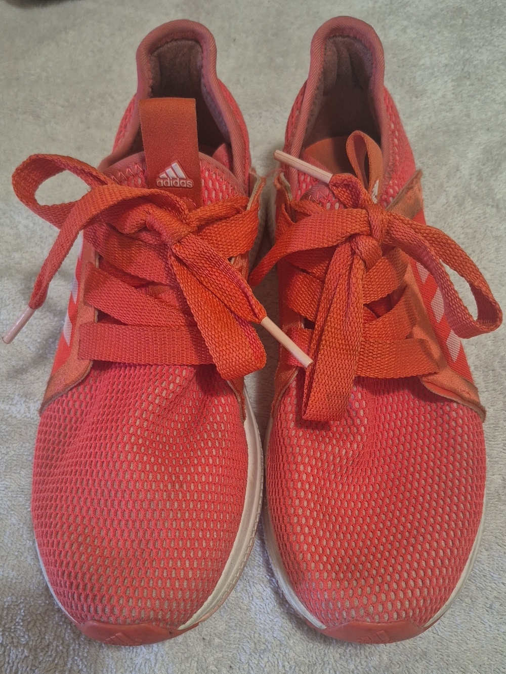 adidas Bright Coral-Red Mesh Running Sneakers